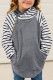 Gray Stripes Splicing Diagonal Zipper Children's Hoodie