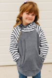 Gray Stripes Splicing Diagonal Zipper Children's Hoodie