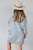 Leopard Print Long Sleeve Sweatshirt Dress