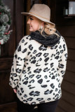 Leopard Colorblock Pockets Plus Size Hoodie
