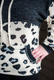 Leopard Colorblock Pockets Plus Size Hoodie