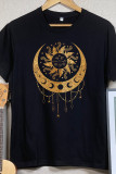 Sun and Moon Printed Graphic Tees for Women UNISHE Wholesale Short Sleeve T shirts Top