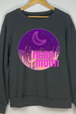 Neon Moon Print O-neck Long Sleeve Sweatshirts Women UNISHE Wholesale