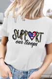 Support Our Troops Printed Graphic Tees for Women UNISHE Wholesale Short Sleeve T shirts Top