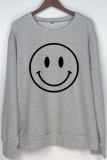Smiley Print O-neck Long Sleeve Sweatshirts Women UNISHE Wholesale