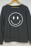 Smiley Print O-neck Long Sleeve Sweatshirts Women UNISHE Wholesale
