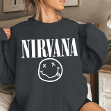 Nirvana Smiley  Print O-neck Long Sleeve Sweatshirts Women UNISHE Wholesale