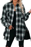 Green Buttons Pocketed Plaid Shacket