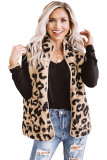 Khaki Leopard Sherpa Jacket Vest