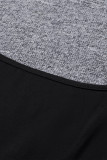 Black Split Neck Letter Print Pullover Long Sleeve Top