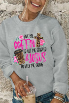 Give Me Coffee & Jesus Leopard Print O-neck Long Sleeve Sweatshirts Women UNISHE Wholesale
