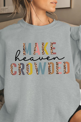 Make Heaven Crowded Half Leopard Print O-neck Long Sleeve Sweatshirts Women UNISHE Wholesale 