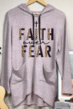 Faith Over Fear Half Leopard Black Print Pockets Hooded Dress Unishe Wholesale