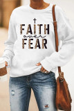 Faith Over Fear Half Leopard Black Print O-neck Long Sleeve Sweatshirts Women UNISHE Wholesale