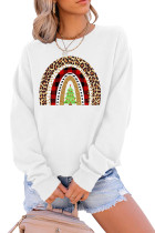 Christmas Plaid Leopard Rainbow Print O-neck Long Sleeve Sweatshirts Women UNISHE Wholesale 