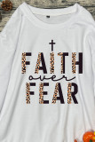 Faith Over Fear Half Leopard Black Print O-neck Long Sleeve Sweatshirts Women UNISHE Wholesale