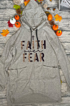 Faith Over Fear Half Leopard Black Print Pockets Hooded Dress Unishe Wholesale