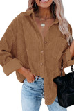 Corduroy Button Down Pocketed Shacket Shirt  Women UNISHE Wholesale
