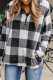 Black Plaid Print 1/4 Zip Turn-down Collar Sweatshirt