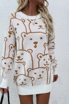 Bear Pattern Knit O-neck Sweater Dress Unishe Wholesale