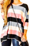 Pink Colorblock Long Sleeves Tunic Top