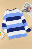 Blue Colorblock Long Sleeves Tunic Top