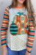 Serape Halloween Pumpkin Leopard Long Sleeve Top