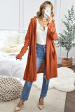 Brown Open Front Hooded Sweater Cardigan