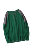 Green Color Block Raglan Sleeve Top