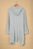 Gray Open Front Hooded Sweater Cardigan
