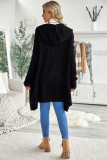 Black Open Front Hooded Sweater Cardigan