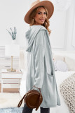 Gray Open Front Hooded Sweater Cardigan