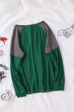 Green Color Block Raglan Sleeve Top