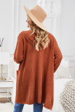 Brown Open Front Hooded Sweater Cardigan