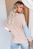 Khaki Color Block Buttons Drop-Shoulder Sleeve Cardigan