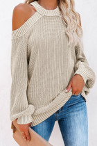 Solid Cold Shoulder Knit Loose Sweaters Unishe Wholesale