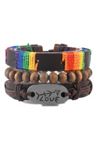 Rainbow Leather and Metal Decor Bracelet Unishe Wholesale MOQ 5pcs
