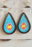 Sunflower Print Aztec Wooden PU Earrings 3PCS/PACK MOQ 3pcs