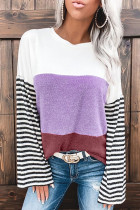 Relaxed Fit Colorblock Bell Sleeve Top