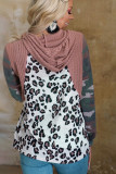 Leopard Camo Splicing Knitted Long Sleeve Hoodie