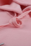 Pink Plaid Patchwork Long Sleeve Hoodies