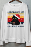 Vintage On The Naughty List And I Regret Nothing Funny Christmas Black Cat Long Sleeves Tops Unishe Wholesale