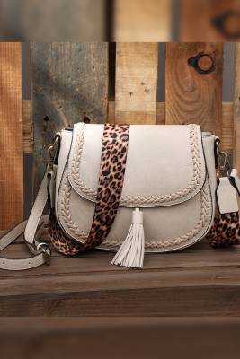 Leopard Tassel Double Shoulder Strap Crossbody Saddle Bag Unishe Wholesale MOQ 3PCS