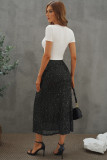 Black Sequin High Waist Bodycon Mid Skirt