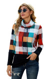 Red Plaid Turtle Neck Long Sleeve Sweatshirt