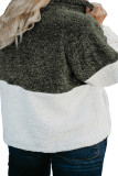 Green Colorblock Half Zipper Fleece Plus Size Sweatshirt with Pocket
