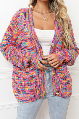 Rainbow Color Tie Dye Short Knitting Cardigan Women Unishe Wholesale
