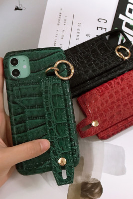 Crocodile Pattern Leather Phone Case with Card Slot Holder & Wristband for iPhone Unishe Wholesale MOQ5pcs
