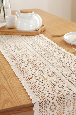 Lace Tassel Crochet Knitted Hollow Table Runners Unishe Wholesale