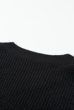 Black Striped Raglan Sleeve Drop Shoulder Sweater